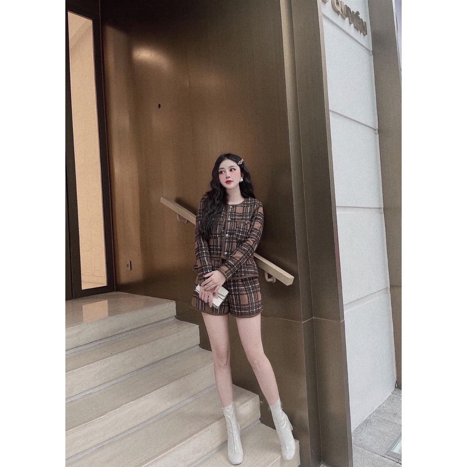 SET DẠ NÂU ÁO KÈM QUẦN