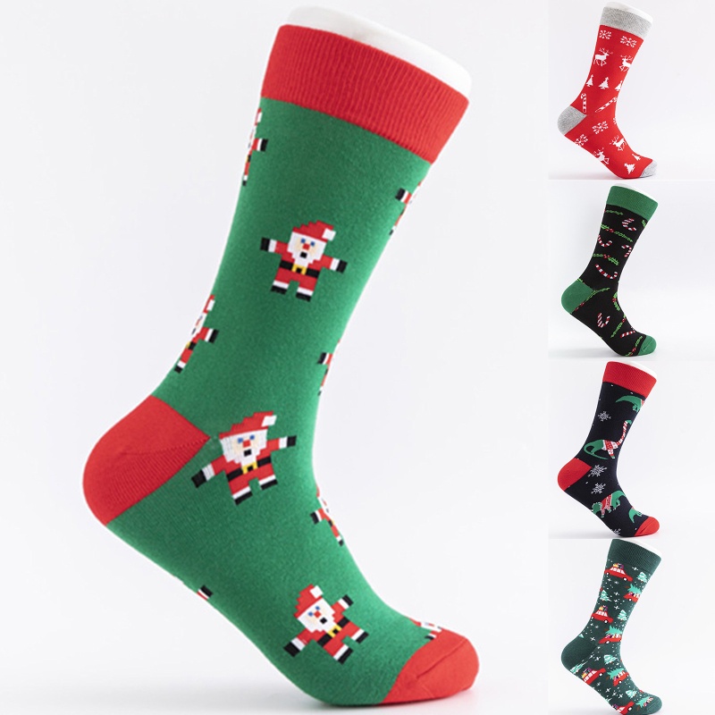 Tất Cotton In Họa Tiết Giáng Sinh Vui Nhộn Cho Nam