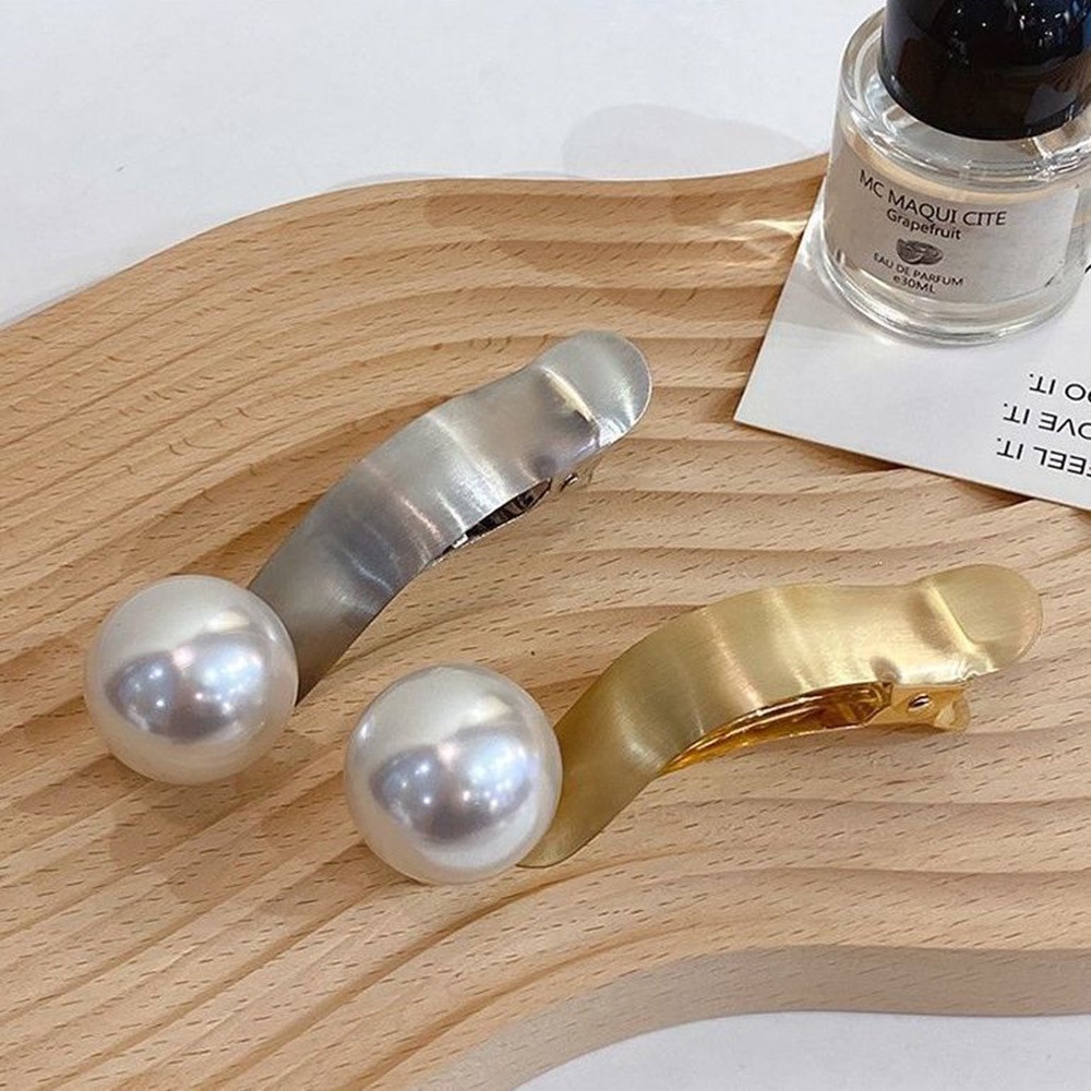 Kẹp Tóc Kim Loại Đính Ngọc Trai Giả Thiết Kế Tinh Tế Thời Trang