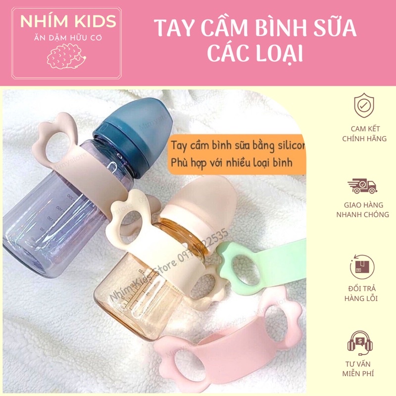 Tay cầm bình sữa silicon hình cánh tiên(phù hợp với nhiều bình: Moyuum, Grosmi, Pigeon, Lansinoh, Upis, K-Mom)