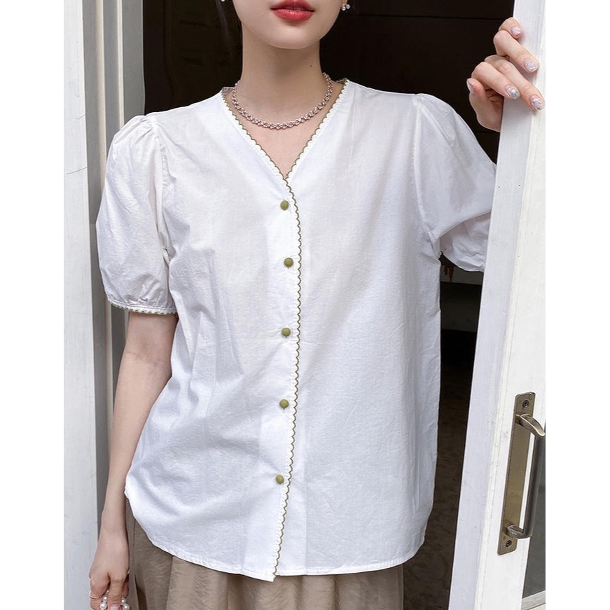 Áo Kiểu Tay Ngắn Cổ Chữ V Thời Trang Cho Nữ 50887