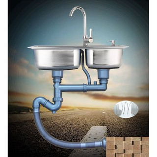 BỘ XI PHÔNG, ỐNG XẢ CHẬU RỬA BÁT 2 HỐ CAO CẤP XP418