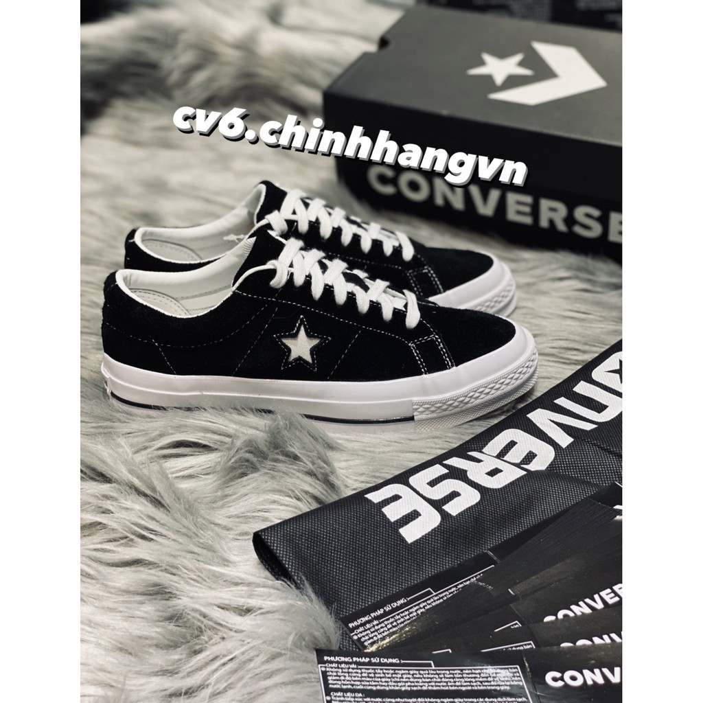 ( 𝙃𝙖̀𝙣𝙜 𝙍𝙚𝙖𝙡 ) Giày Convers.e One Star Màu Đen / Da Lộn