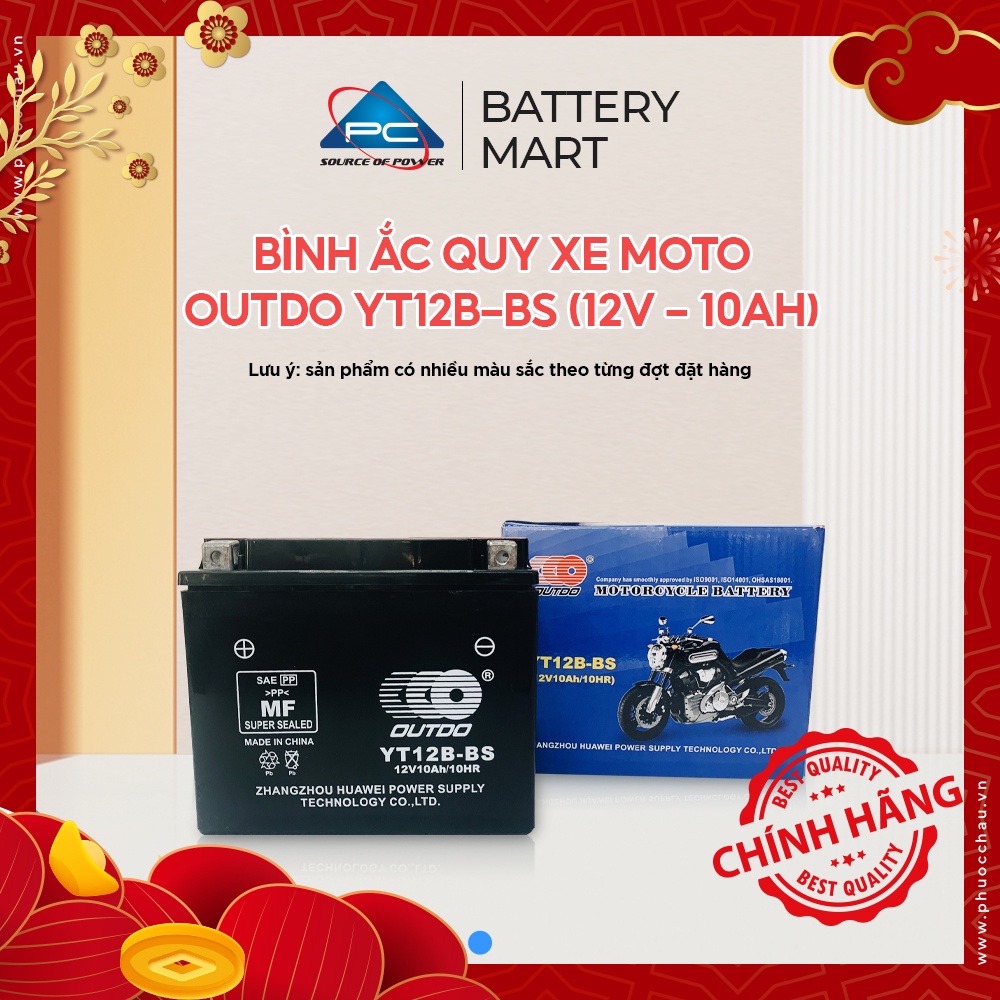 [Mã LIFEAU5SALE giảm 20k đơn 50k] Bình ắc quy xe moto OUTDO YT12B-BS (12V - 10AH)