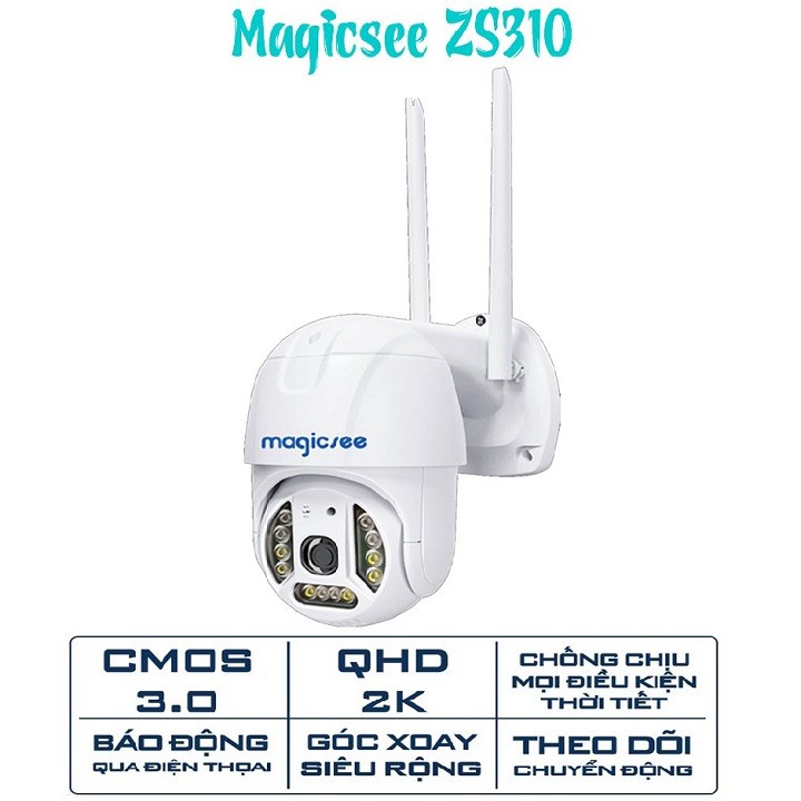 Camera giám sát ngoài trời xoay 360 độ Magicsee ZS310 - Chống nước tiêu chuẩn IP68 - Độ phân giải 2k - Bảo hành 1 năm | BigBuy360 - bigbuy360.vn