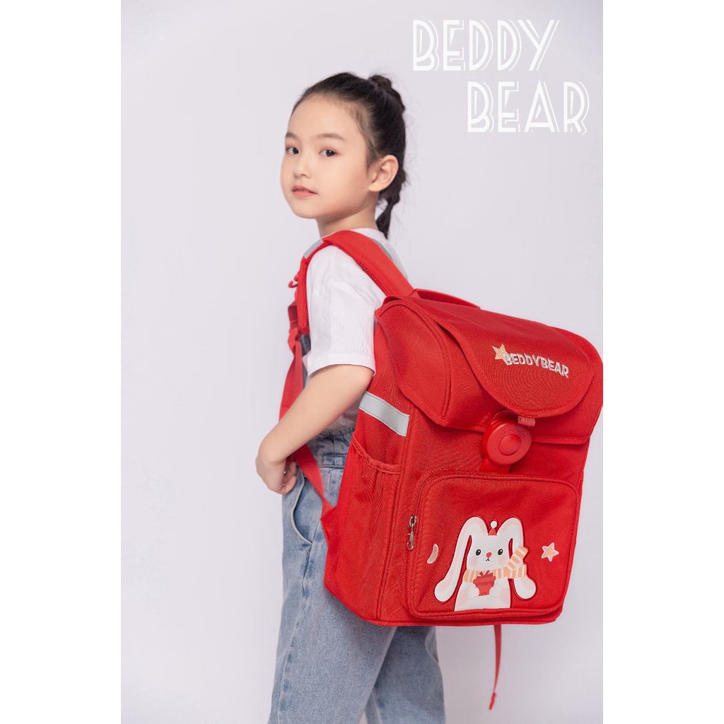 Balo BEDDYBEAR Schoolbag Thỏ Đỏ dành cho Bé đi học từ lớp 3 trở lên - BF-THO. Kích thước 39 x 30 x 22 cm. Chính hãng