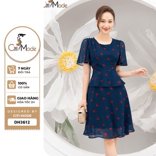 Đầm công sở CITI MODE FASHION dáng xòe peplum cổ tròn tay bèo DH3612