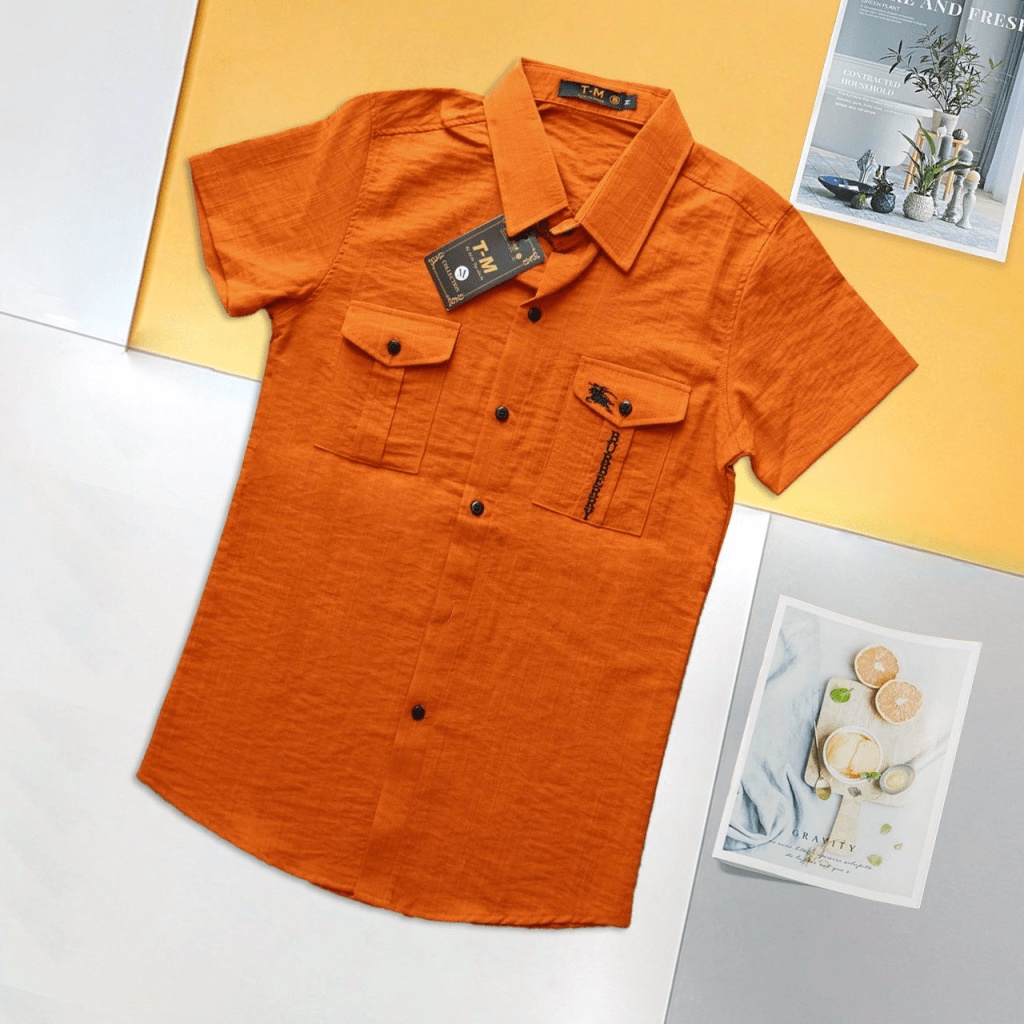 Áo Sơ Mi Nam Tay Ngắn Vải Đũi Thêu Ngựa Túi Hộp Có Đủ Màu Phong Cách Sang Trọng [NEW UNISEX]