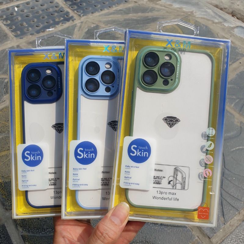Ốp lưng iphone 14 pro max, 14 pro , 14,13 pro max , 13 pro , 13 , 12 pro max hiệu X&amp;M Touch Skin bảo vệ loa và cammera