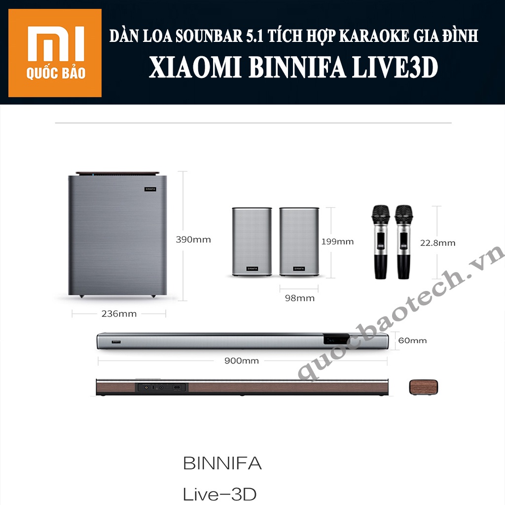 Dàn loa soundbar 5.1 tích hợp karaoke gia đình Binnifa Live3D