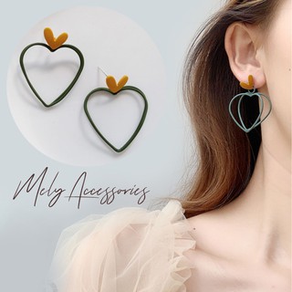 Bông tai hình trái tim màu xanh phong cách vintage nữ tính - Mely 1415