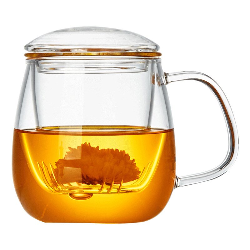 Cốc Thủy Tinh 2 Lớp có nắp đậy Chịu Nhiệt 350ml - 500ml Trơn