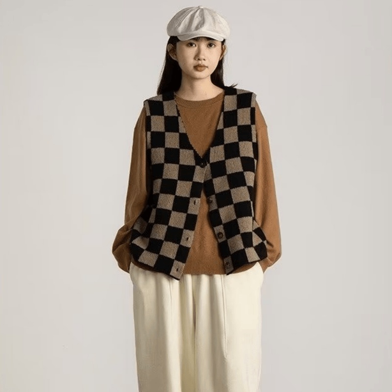 Áo Khoác Dệt Không Tay Oversize Thời Trang Nhật Bản Dành Cho Nam / Size M-3XL