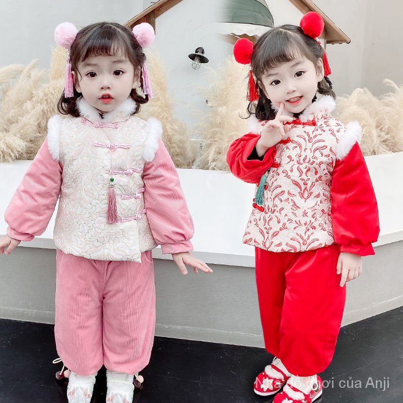 Thick Winter Girl Matching Baby Girl Tang Chinese Style Two Pieces