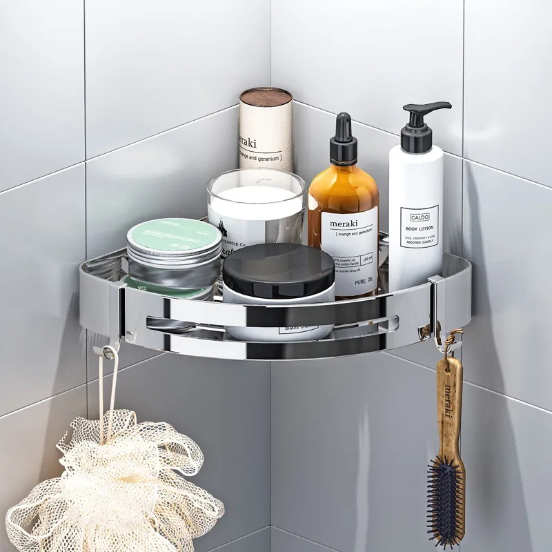 Kệ inox nhà bếp dán tường sang xịn mịn Giá đựng gia vị không rỉ sét Kệ góc nhà tắm Đồ gia dụng tiện ích ke tam giac GOC2
