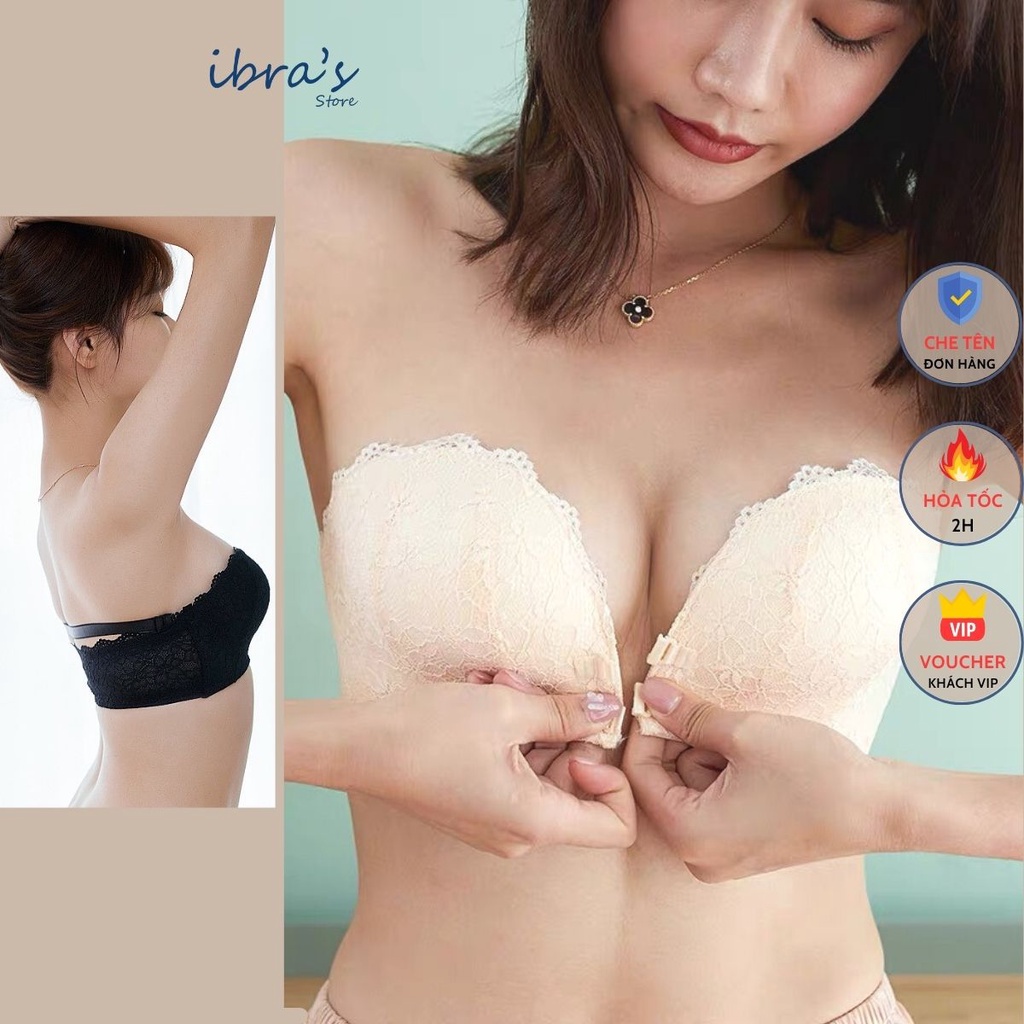 Áo Ngực Không Dây Nâng Ngực iBRA'S STORE Cài Trước Tạo Khe Sexy Chống Tụt cao cấp, Áo Lót Nữ Cúp Ngực Chống Chạy xệ A28