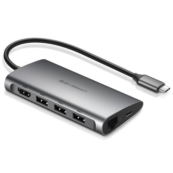 [8 IN1] Cáp Chuyển USB Type C Sang 3xUSB 3.0+HDMI+RJ45+SD, TF Ugreen (50538)