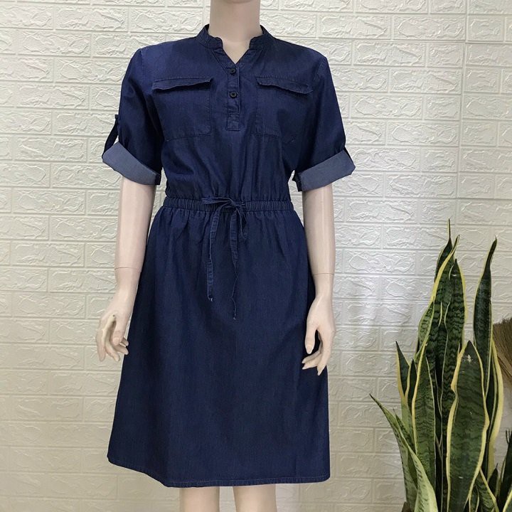 Váy, Đầm Jean Xoè Eo Cổ V
