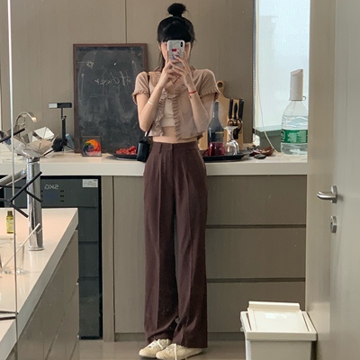 SUXI Áo Kiểu Tay Ngắn Màu Trơn Cho Nữ (5 Màu)