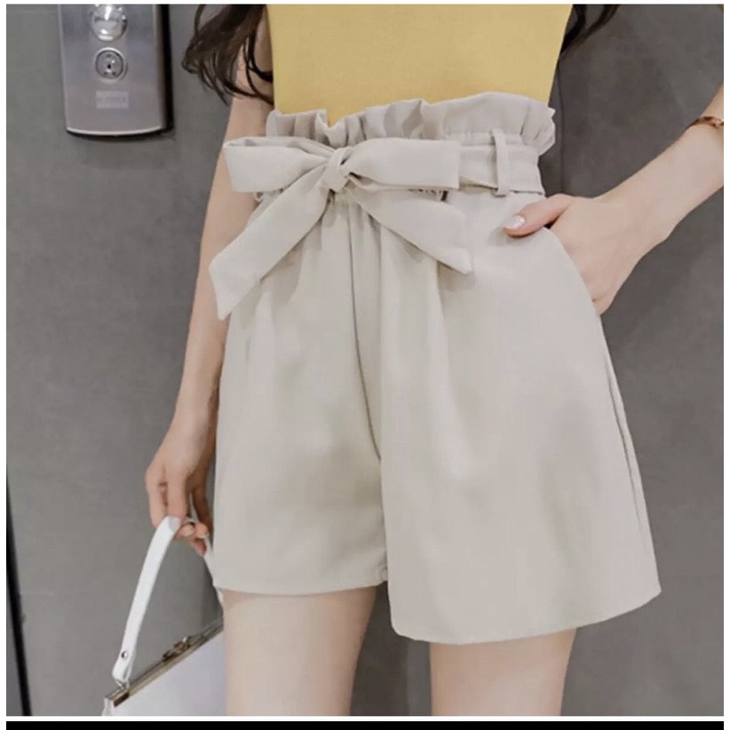 Quần đùi, quần short nữ ống rộng kèm nơ xinh