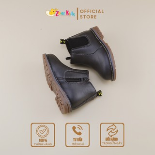 Boot Da Phối Cổ Chun Cho Bé, Giày Bốt Da Cá Tính, Giày Boot Da Thời Trang Cho Bé 1- 8 Tuổi Zonekids - A60