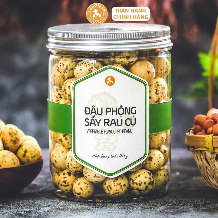 Đậu phộng sấy rau củ L'angfaarm, 135g, hũ, mẫu nắp nhôm