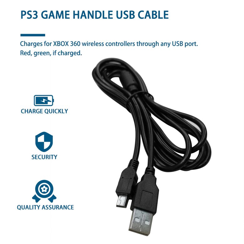 Dây cáp sạc USB 1.8M dành cho tay cầm chơi game PS3