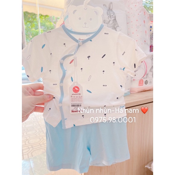 Bộ Avaler cài lệch cộc tay/dài tay sợi tre sơ sinh size NB->9/12m