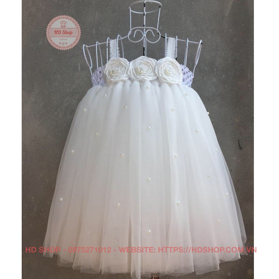 Váy phù dâu ❤️FREESHIP❤️ Váy phù dâu cho bé hoa hồng cuốn