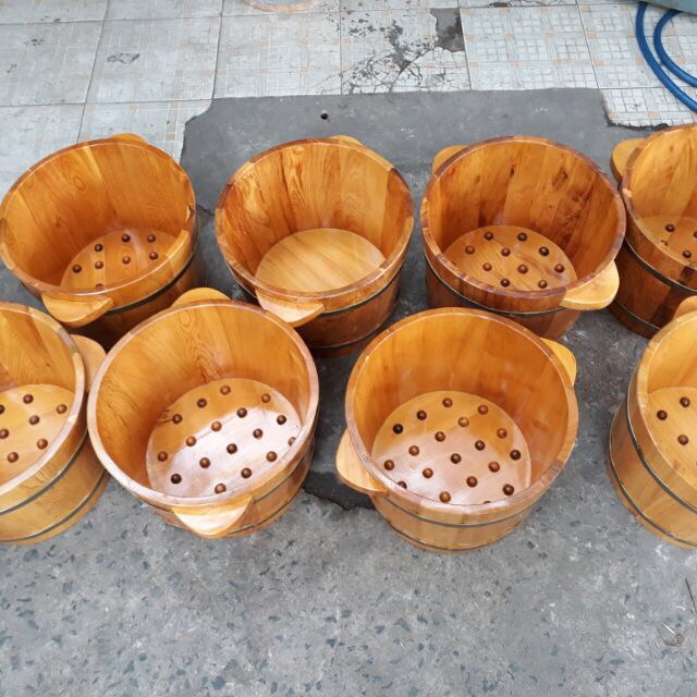 Châu gỗ ngâm chân có hạt massage