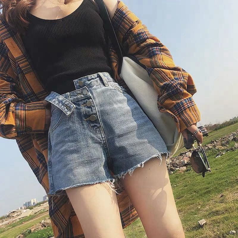 Quần Short Jeans Nữ Lưng Cao Thời Trang Hàn
