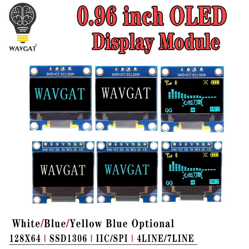 Mô Đun Màn Hình OLED IIC 128X64 I2C SSD1306 12864 LCD GND Vc SCL SDA 0.96 inch Cho Arduino