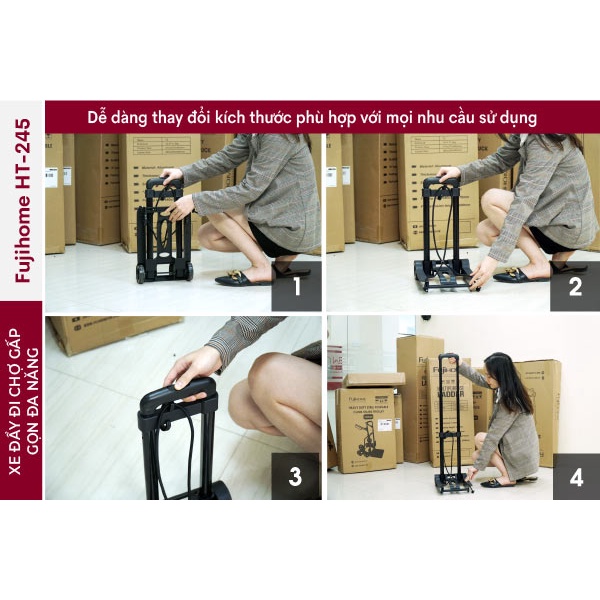 XE ĐẨY ĐI CHỢ GẤP GỌN ĐA NĂNG FUJIHOME HT-245