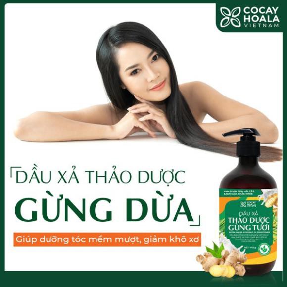 Dầu gội thảo dược gừng dừa hữu cơ Cocayhoala dành cho mẹ bầu thiên nhiên an toàn lành tính dung tích 440g/chai