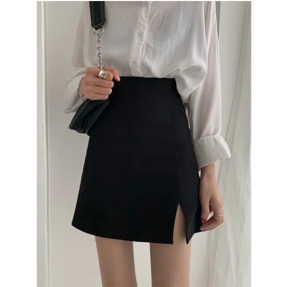 ⚡ Freeship ⚡ Chân váy ngắn xẻ đùi công sở, chân váy chữ a vải tuyết mưa co giãn nhẹ | BigBuy360 - bigbuy360.vn