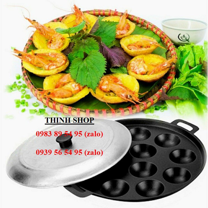 khuôn làm bánh khọt - chảo gang bánh khọt 12 lỗ