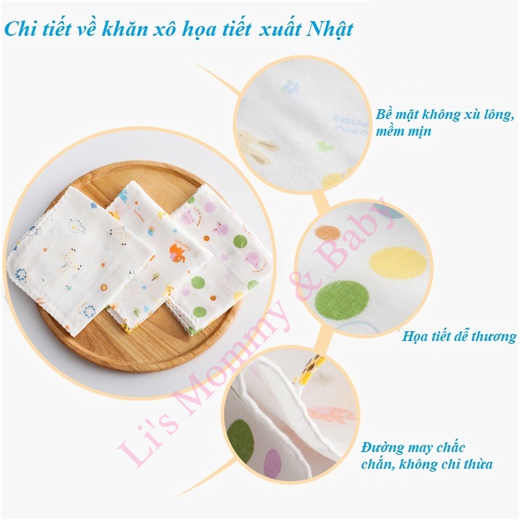 Khăn xô cho bé hàng xuất Nhật họa tiết 2 lớp siêu mềm mịn đa năng làm khăn sữa rửa mặt tắm cho bé sơ sinh Mã K27