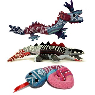 Combo thú nhồi bông Rắn - Rồng - Cá sấu vải thổ cẩm size 1