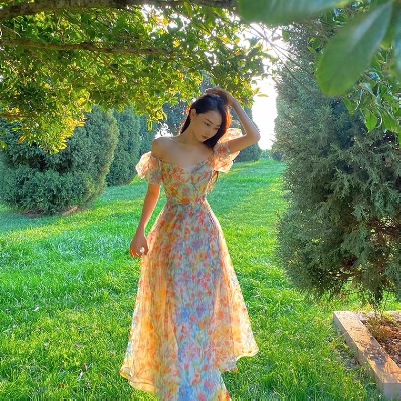 Đầm maxi xoè hoa tiểu thư🌷