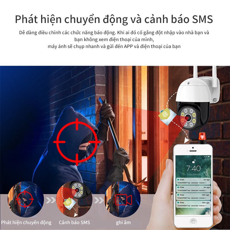 Loosafe Outdoor PTZ Full HD 1080P Camera quan sát không dây ngoài trời mái vòm Onvif Camera IP an ninh