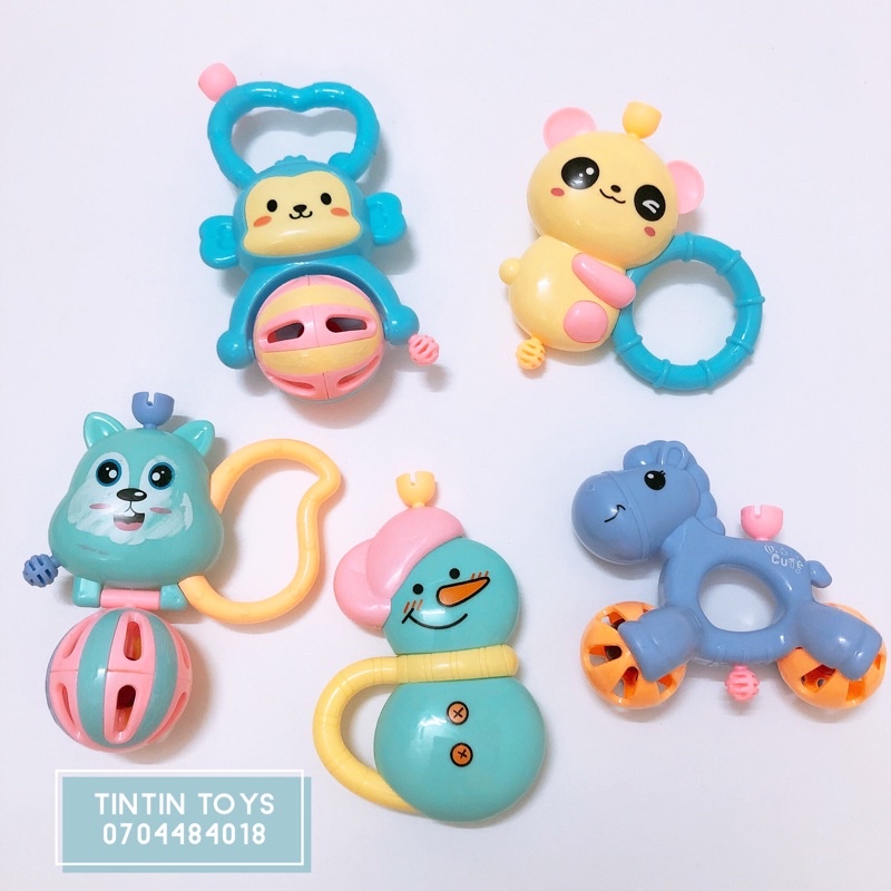 Trọn bộ đồ chơi lục lạc 5 món nhiều màu sắc đẹp mắt, âm thanh vui nhộn