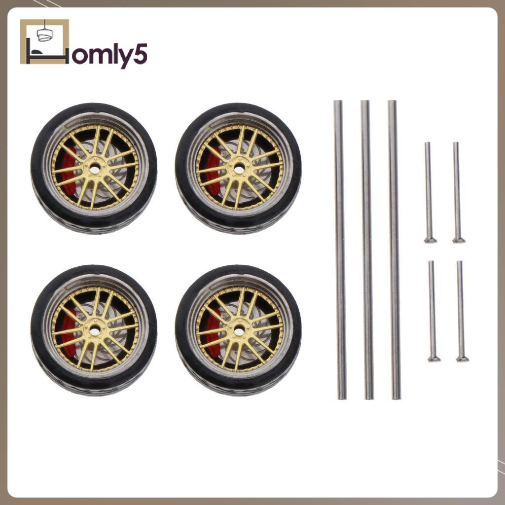 Bộ 4 bánh xe cao su tỉ lệ 1 / 64 cho xe ô tô đồ chơi điều khiển từ xa