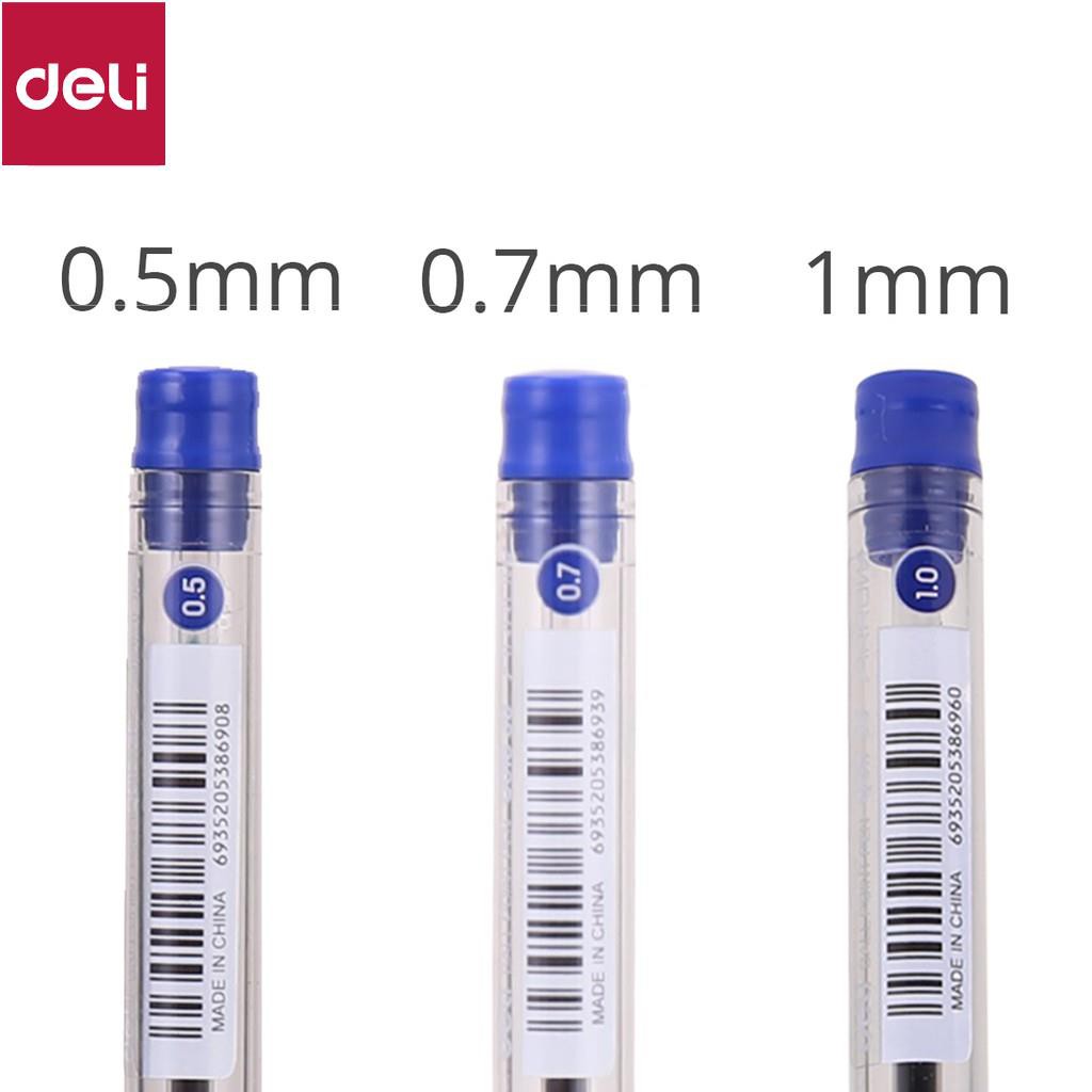 Bút bi dầu Deli - 0.5mm/0.7mm/1.0mm nắp đậy - mực Xanh/Đen/Đỏ- 12 cây/hộp - EQ01530/EQ01630/EQ01730 [Deli]