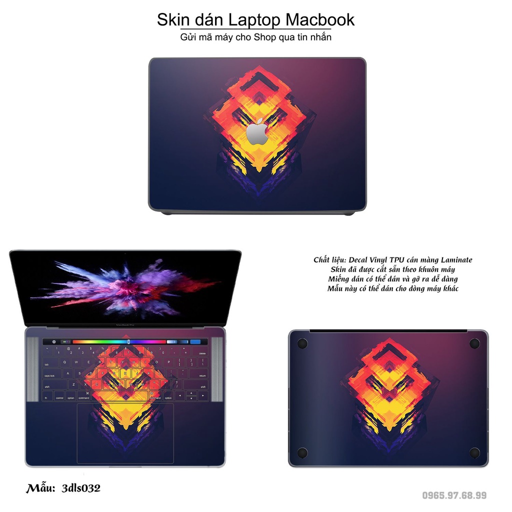 Skin dán Macbook mẫu 3D Color (đã cắt sẵn, inbox mã máy cho shop)