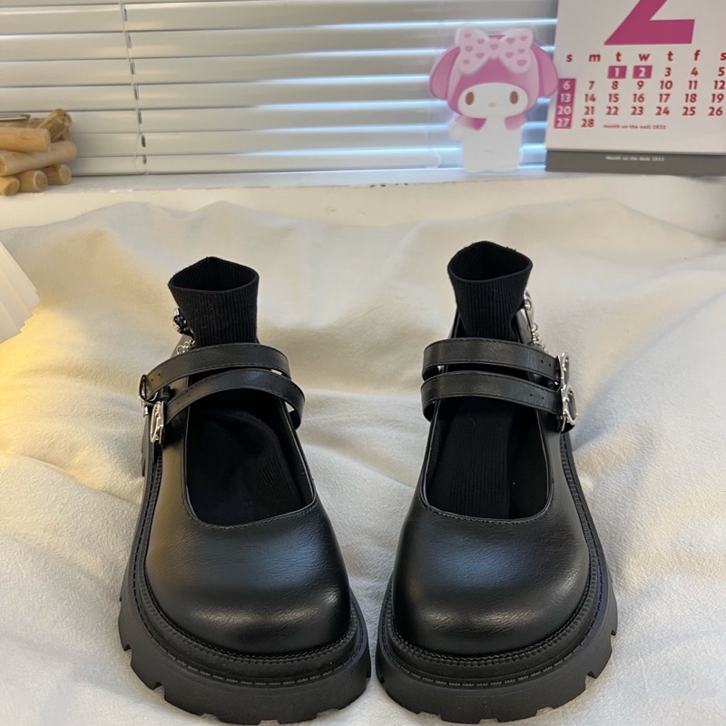 Giày lolita nữ độn đế cao,Giày da ulzzang nữ phong cách Hàn Quốc LT47
