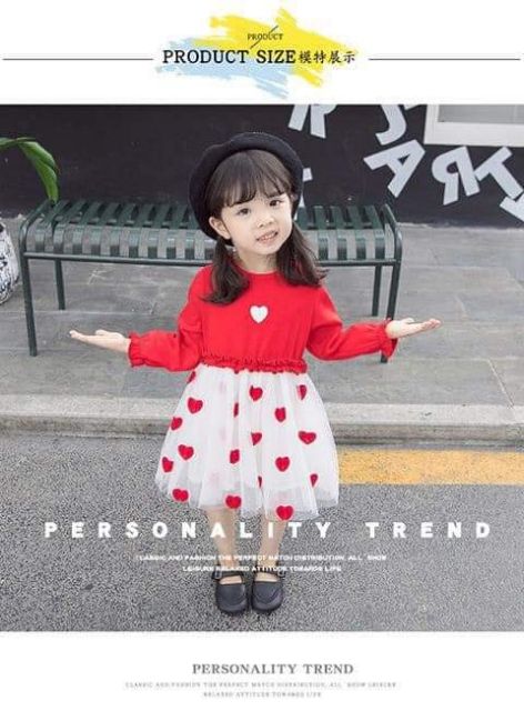 Váy thu đông hình tim đáng yêu cho bé