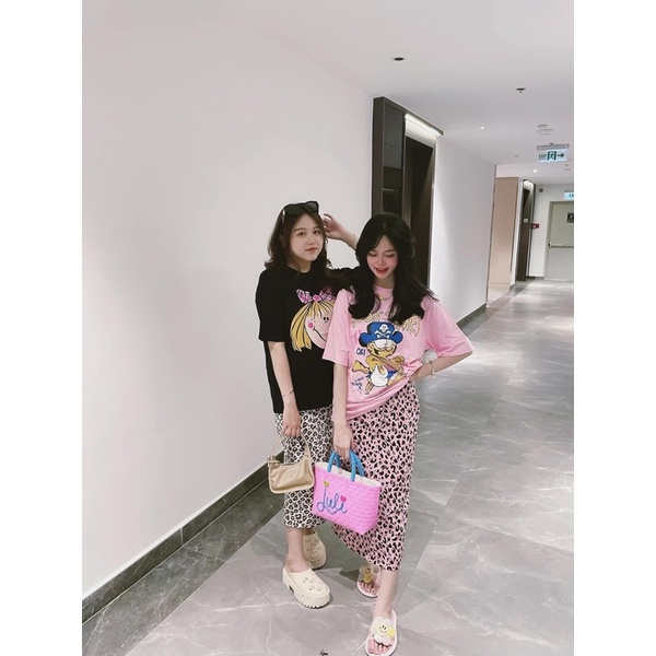 HÀNG LOẠI 1 SET ÁO THUN CHÂN VÁY BEO NỮ TÍNH NĂNG ĐỘNG