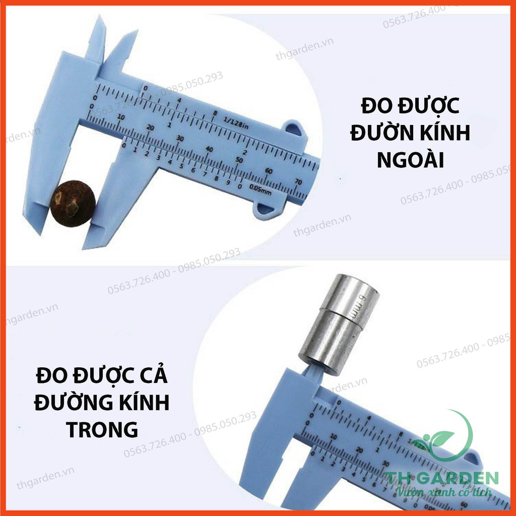 Thước Kẹp Cơ TH Garden 150mm Bằng Nhựa Cao Cấp - Thước Đo Đường Kính - Không Sợ Gỉ