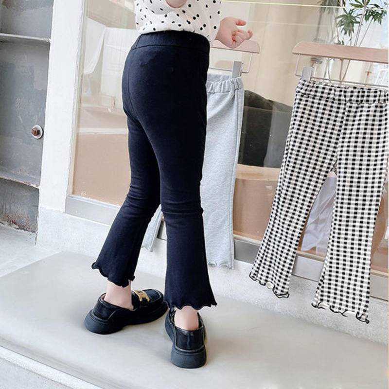 Quần Ống Loe Kẻ Sọc Caro Thoải Mái Dễ Phối Đồ Thời Trang Xuân Thu Cho Bé Gái 5555