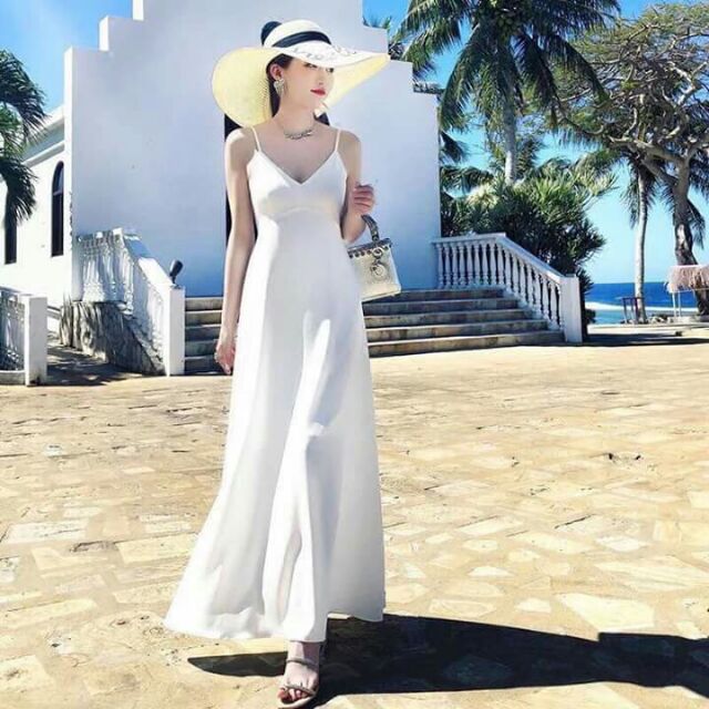 ĐẦM MAXI HAI DÂY KHOÉT HỞ LƯNG